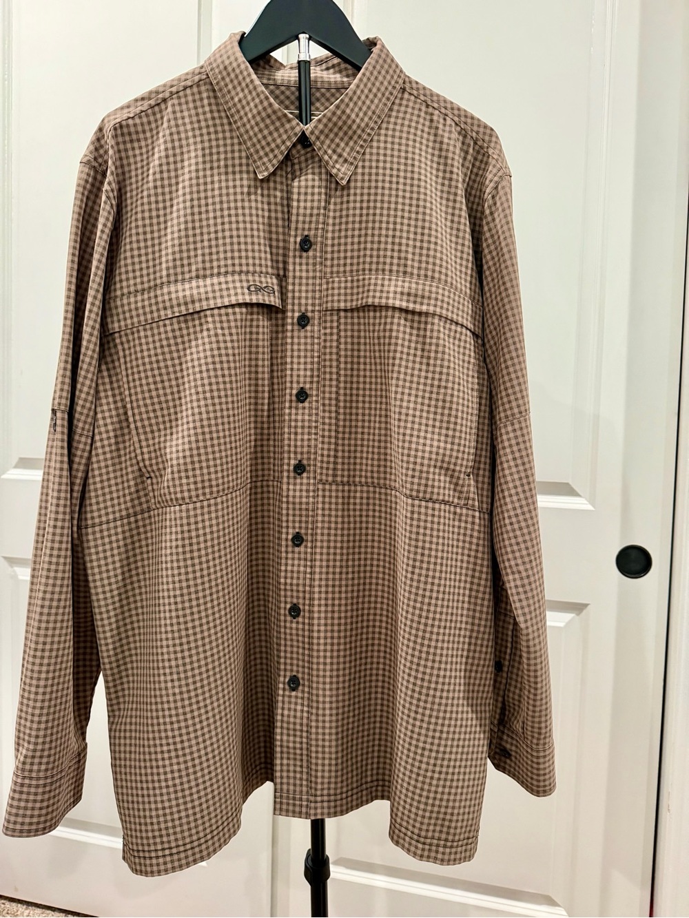Gray Gameguard Checkered Long Sleeved Button-Up Shirt.  Never Worn.